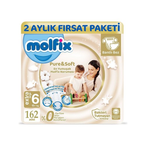 Molfix Pure & Soft Bebek Bezi X-Large 6 No 54 lü x 3 Adet