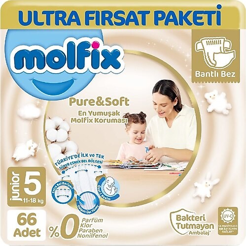 Molfix Pure & Soft Bebek Bezi Junior 5 No 66 lı