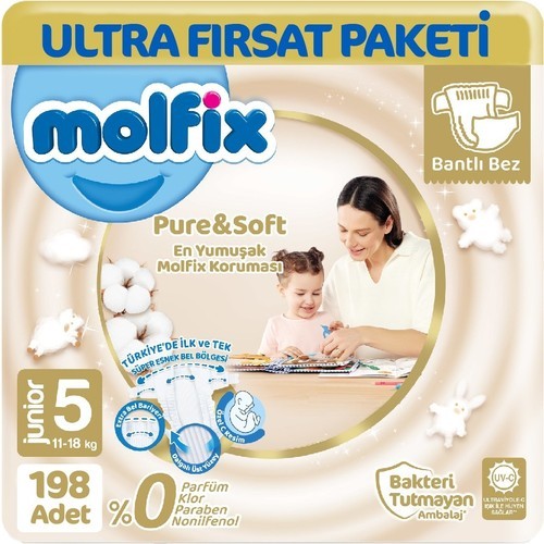 Molfix Pure & Soft Bebek Bezi Junior 5 No 66 lı x 3 Adet
