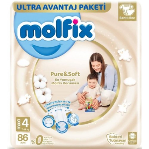 Molfix Pure & Soft Bebek Bezi Maxi 4 No 86 lı
