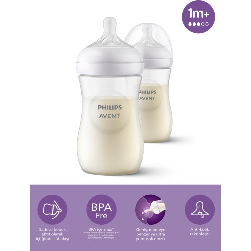 Philips Avent SCY903/02 Doğal Tepkili 2 li Biberon 260 ml 1+ Ay