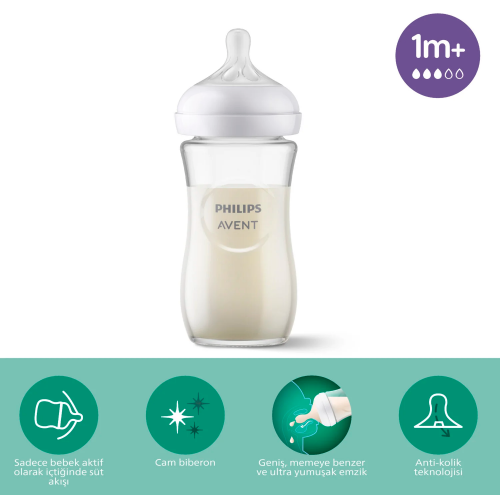 Philips Avent SCY933/01 Doğal Tepkili Cam Biberon 240ml 1+ Ay