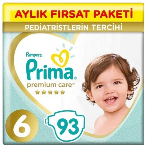 Prima Bebek Bezi Premium Care 6 Beden 93 Adet Aylık Fırsat Paketi