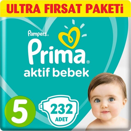 Prima Pampers Bebek Bezi Aktif Bebek Aylık Junior 5 No 116 lı x 2 Adet