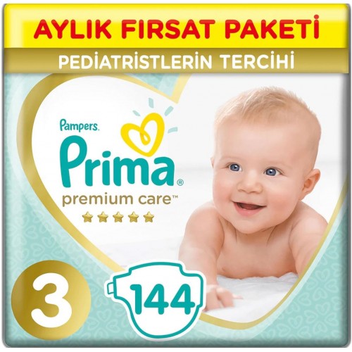 Prima Bebek Bezi Premium Care 3 Beden 144 Adet Aylık Fırsat Paketi