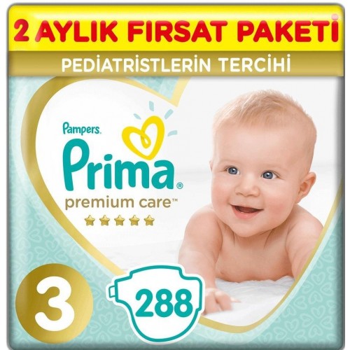 Prima Bebek Bezi Premium Care 3 Beden 144 Adet Aylık Fırsat Paketi x 2 Adet