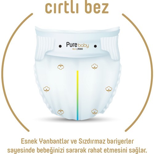 Pure Baby Organik Pamuklu Cırtlı Bebek Bezi Mini 2 No 272 li Pure Baby Organik Pamuklu Cırtlı Bebek Bezi Mini 2 No 272 li