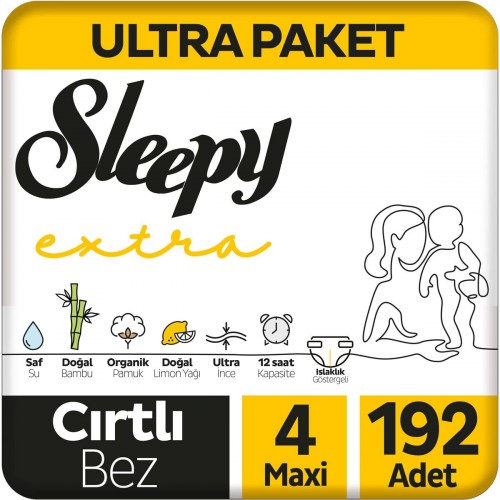 Sleepy Extra Avantajlı Bebek Bezi 4 Numara Maxi 96 lı x 2 Adet