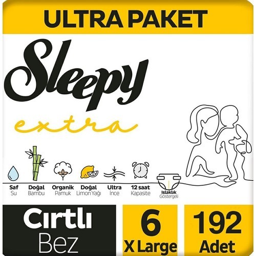 Sleepy Extra Avantajlı Bebek Bezi 6 Numara Xlarge 64 lü x 3 Adet