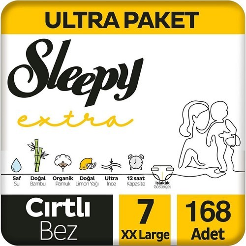 Sleepy Extra Avantajlı Bebek Bezi 7 Numara XX Large 56 lı x 3 Adet