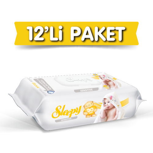 Sleepy Islak Havlu Sensitive 90 lı x 12 Adet (1080 Yaprak)