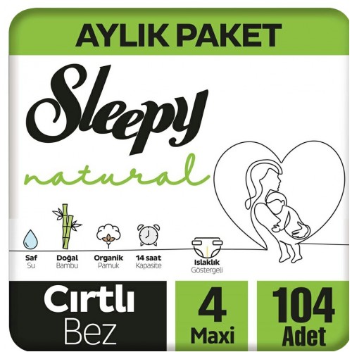 Sleepy Natural Bebek Bezi Maxi 4 No 104 lü