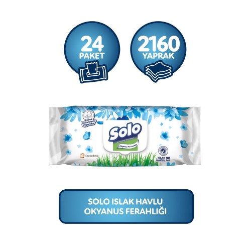 Solo Islak Havlu Okyanus Ferahlığı 90 lı x 24 Adet Solo Islak Havlu Okyanus Ferahlığı 90 lı x 24 Adet