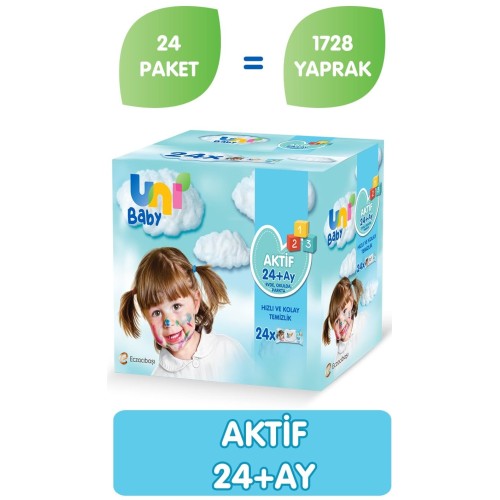 Uni Baby Aktif Islak Mendil 72 li x 24 Adet Uni Baby Aktif Islak Mendil 72 li x 24 Adet