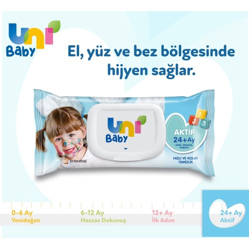 Uni Baby Aktif Islak Mendil 72 li x 24 Adet Uni Baby Aktif Islak Mendil 72 li x 24 Adet