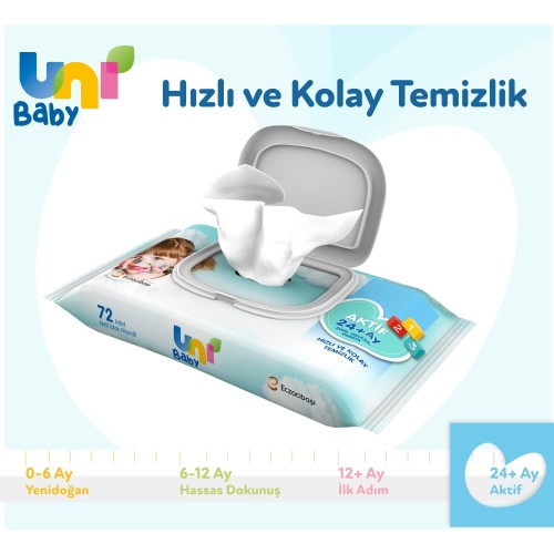 Uni Baby Aktif Islak Mendil 72 li x 24 Adet Uni Baby Aktif Islak Mendil 72 li x 24 Adet