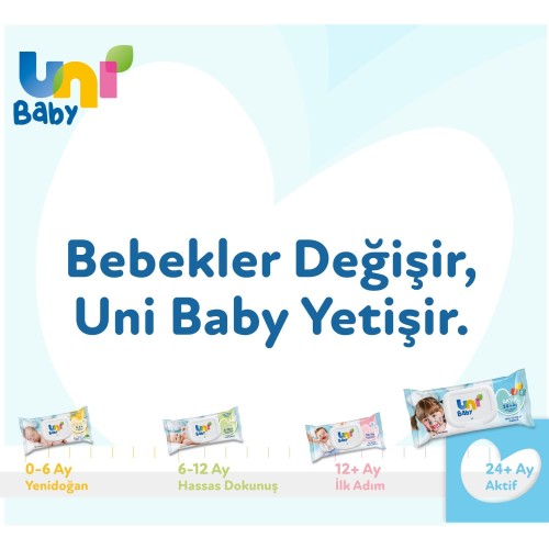 Uni Baby Aktif Islak Mendil 72 li x 24 Adet Uni Baby Aktif Islak Mendil 72 li x 24 Adet