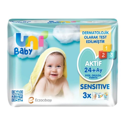 Uni Baby Aktif Sensitive Islak Havlu 3 x 52 li Uni Baby Aktif Sensitive Islak Havlu 3 x 52 li