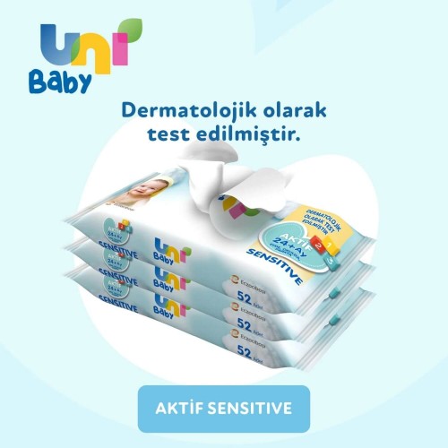 Uni Baby Aktif Sensitive Islak Havlu 3 x 52 li Uni Baby Aktif Sensitive Islak Havlu 3 x 52 li