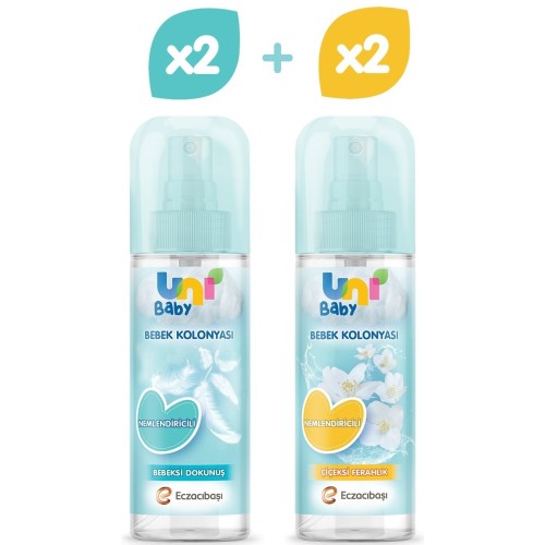 Uni Baby Bebeksi ve Çiceksi Kokular Kolonya 2 li 150 ml Uni Baby Bebeksi ve Çiceksi Kokular Kolonya 2 li 150 ml
