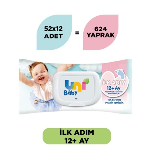 Uni Baby İlk Adım Islak Mendil 52 x 12 Adet (624 Yaprak)