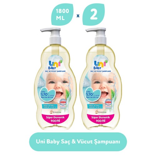 Uni Baby Şampuan Boyasız 900 ml x 2 Adet