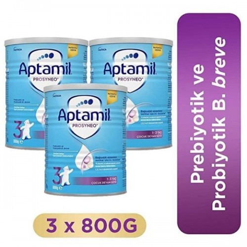 Aptamil 3 Çocuk Devam Sütü Yeni Prosyneo 1+ Yaş 800 gr x 3 Adet