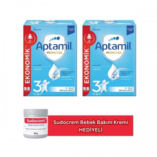 Aptamil 3 Pronutra Devam Sütü 1200 gr x 2 Adet (Sudocrem Hediyeli)