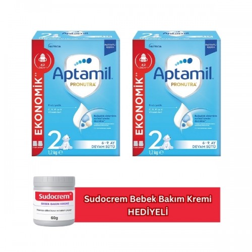 Aptamil 2 Pronutra Devam Sütü 1200 gr x 2 Adet (Sudocrem Hediyeli)