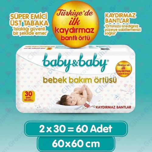 Baby Baby Bebek Bakım Örtüsü 60x60 cm Alt Açma Bezi 30 lu x 2 Adet Baby Baby Bebek Bakım Örtüsü 60x60 cm Alt Açma Bezi 30 lu x 2 Adet