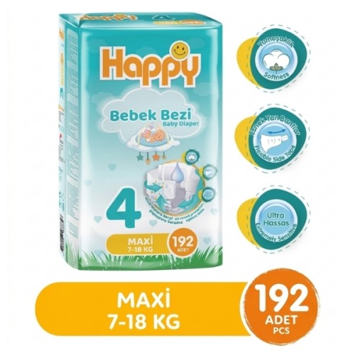 Happy Bebek Bezi 4 No Maxi (7-18kg) 192 li