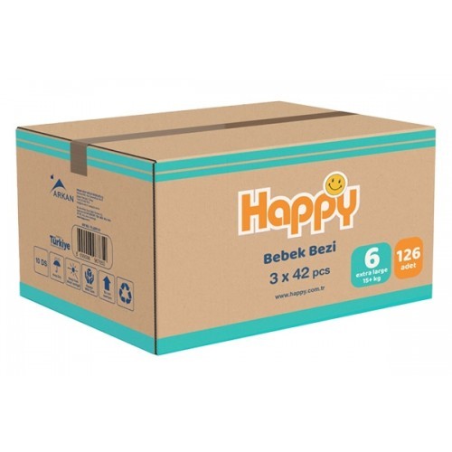 Happy Bebek Bezi 6 No Extra Large (15+kg) 126 lı Happy Bebek Bezi 6 No Extra Large (15+kg) 126 lı