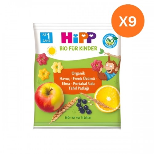 Hipp Organik Havuçlu Frenk Üzümlü Elmalı Tahıl Patlağı 30 gr x 9 Adet