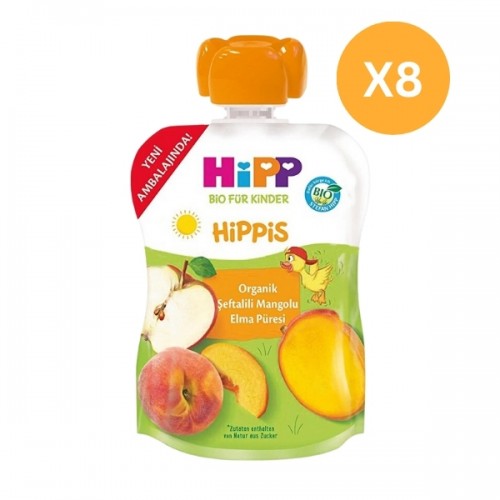 Hipp Organik Şeftalili Mangolu Elma Püresi 100 gr x 8 Adet