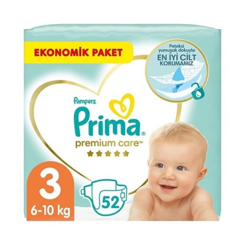 Prima Bebek Bezi Premium Care Ekonomik Paket 3 Beden 52 li