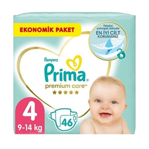 Prima Bebek Bezi Premium Care Ekonomik Paket 4 Beden 46 lı