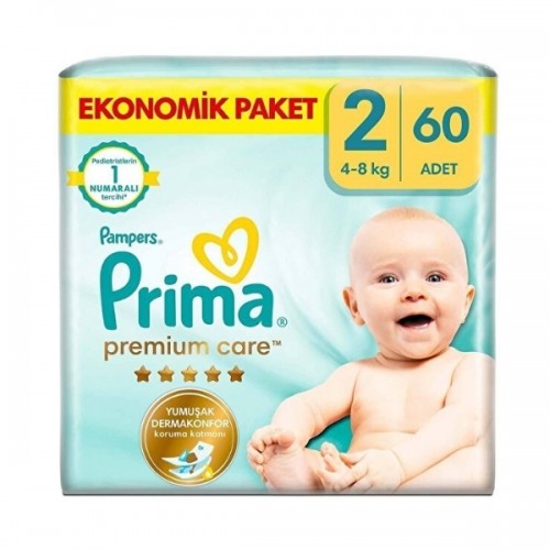 Prima Bebek Bezi Premium Care Ekonomik Paket 2 Beden 60 lı