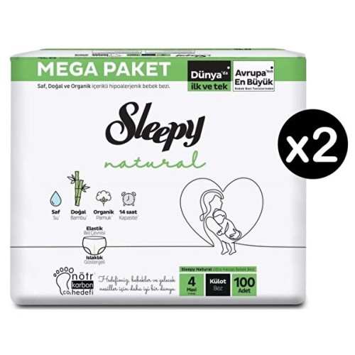 Sleepy Natural Külot Bez Mega Paket Maxi 4 No 100 lü x 2 Adet
