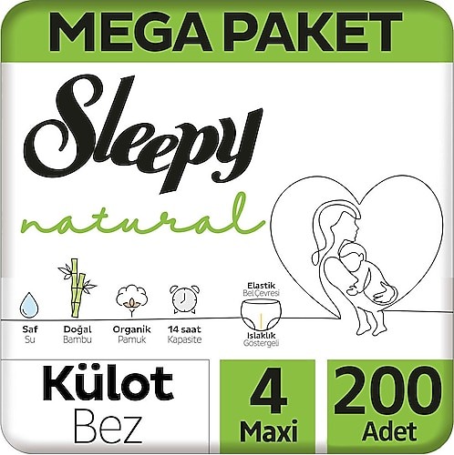 Sleepy Natural Külot Bez Mega Paket Maxi 4 No 100 lü x 2 Adet Sleepy Natural Külot Bez Mega Paket Maxi 4 No 100 lü x 2 Adet