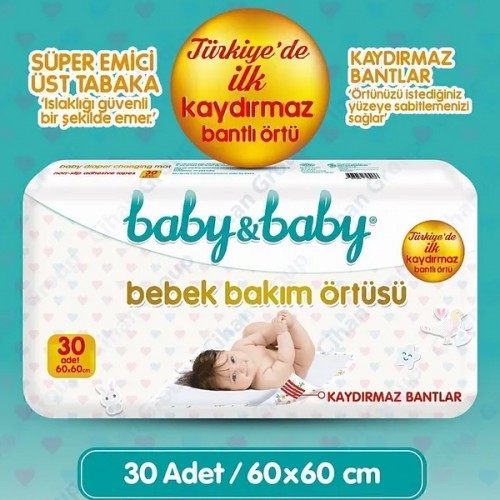 Baby Baby Bebek Bakım Örtüsü 60x60 cm Alt Açma Bezi 30 lu