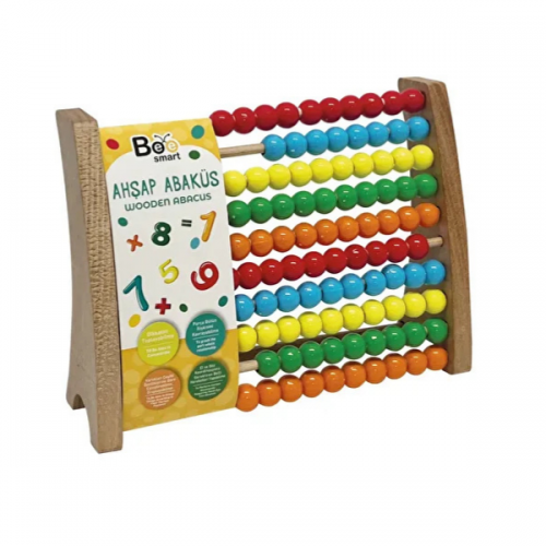 Bee Smart Doğal Ahşap Montessori Renkli Sayı Eğitici Boncuk Abaküs