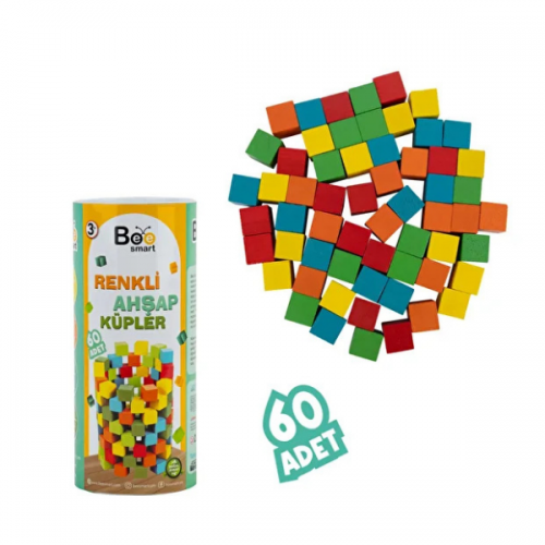 Bee Smart Renkli Ahşap Küpler Montessori Çocuk İçin Oyun