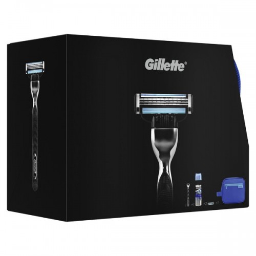 Gillette Mach3 Tıraş Makinesi + 2 li Tıraş Bıçağı + 200 ml Jel + Çanta