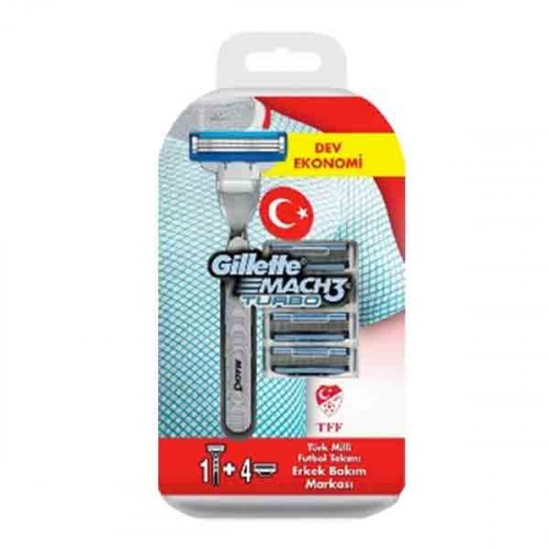 Gillette Mach3 Turbo Yedek Tıraş Bıçağı 5 li + Tıraş Makinesi