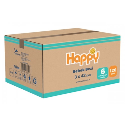Happy Bebek Bezi 6 No Extra Large (15+kg) 126 lı
