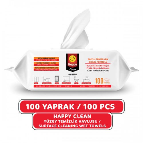 Happy Beyaz Sabun Kokulu Yüzey Temizleme Havlusu 100 lü