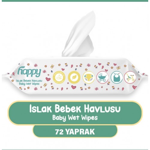 Happy Clean Islak Bebek Havlusu 72 Adet