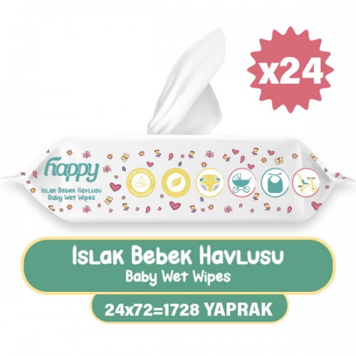 Happy Clean Islak Bebek Havlusu 72 li x 24 Adet Happy Clean Islak Bebek Havlusu 72 li x 24 Adet