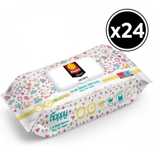 Happy Clean Islak Bebek Havlusu 72 li x 24 Adet