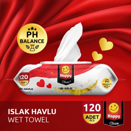 Happy Clean Islak Havlu 120 li x 24 Adet